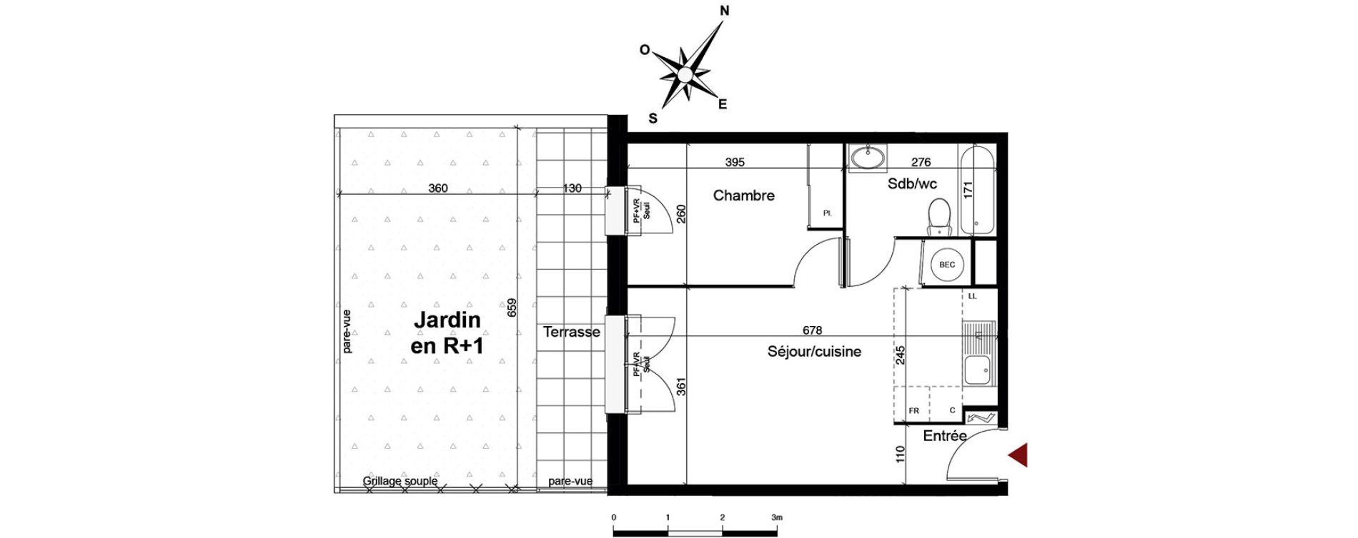 Appartement T2 de 41,20 m2 &agrave; Breuillet Centre