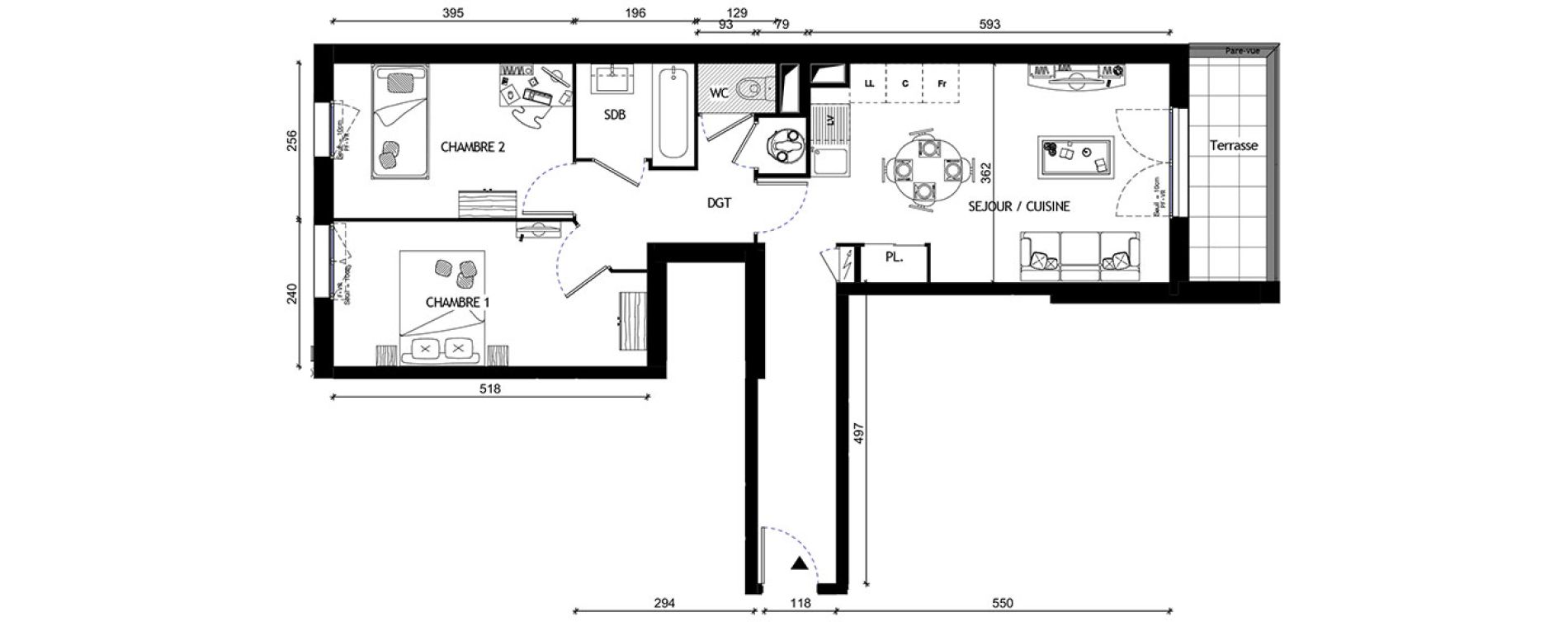 Appartement T3 de 59,40 m2 &agrave; Breuillet Centre