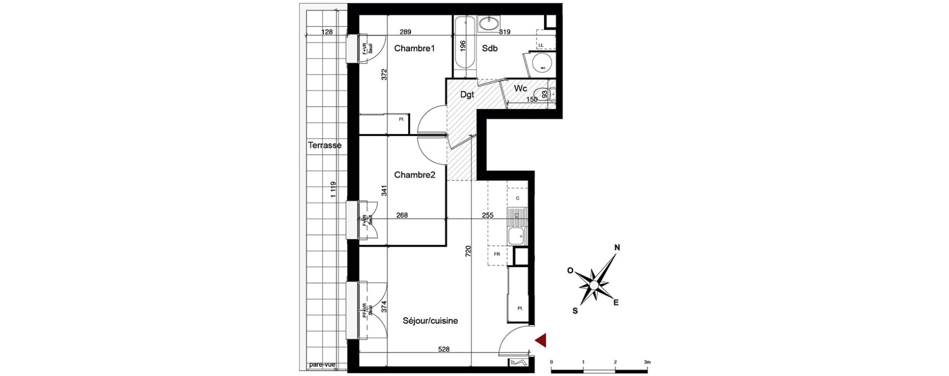 Appartement T3 de 55,00 m2 &agrave; Breuillet Centre