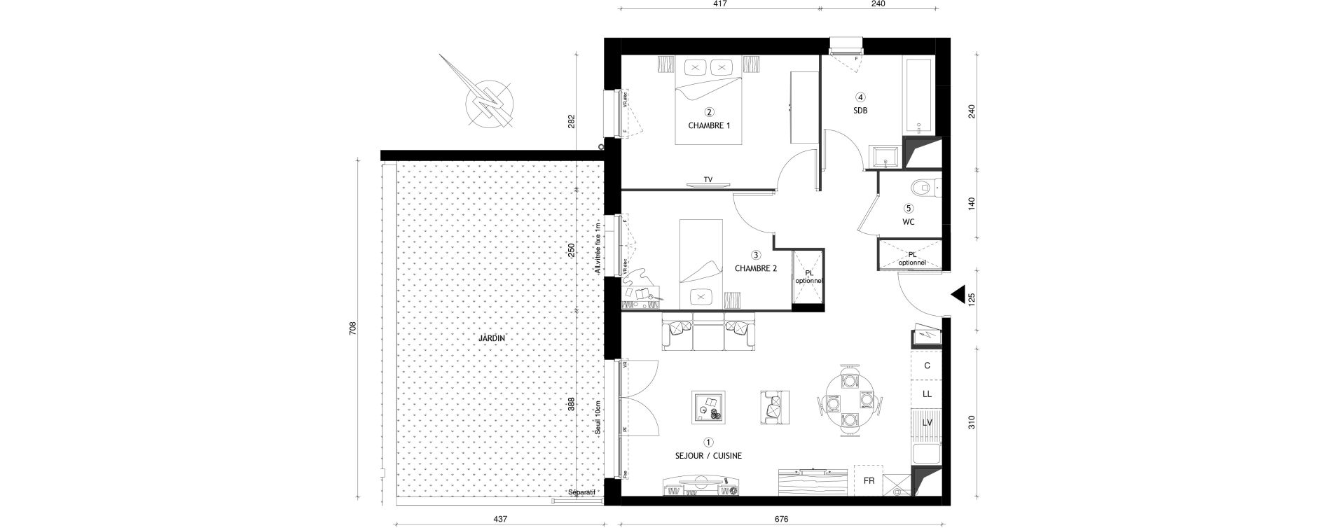 Appartement T3 de 60,24 m2 &agrave; Breuillet Centre