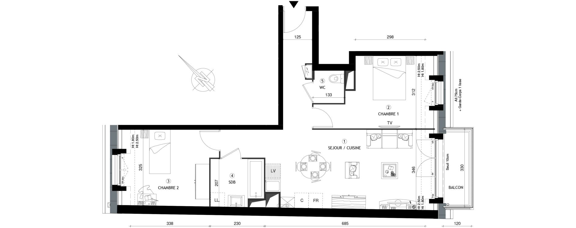 Appartement T3 de 62,90 m2 &agrave; Breuillet Centre