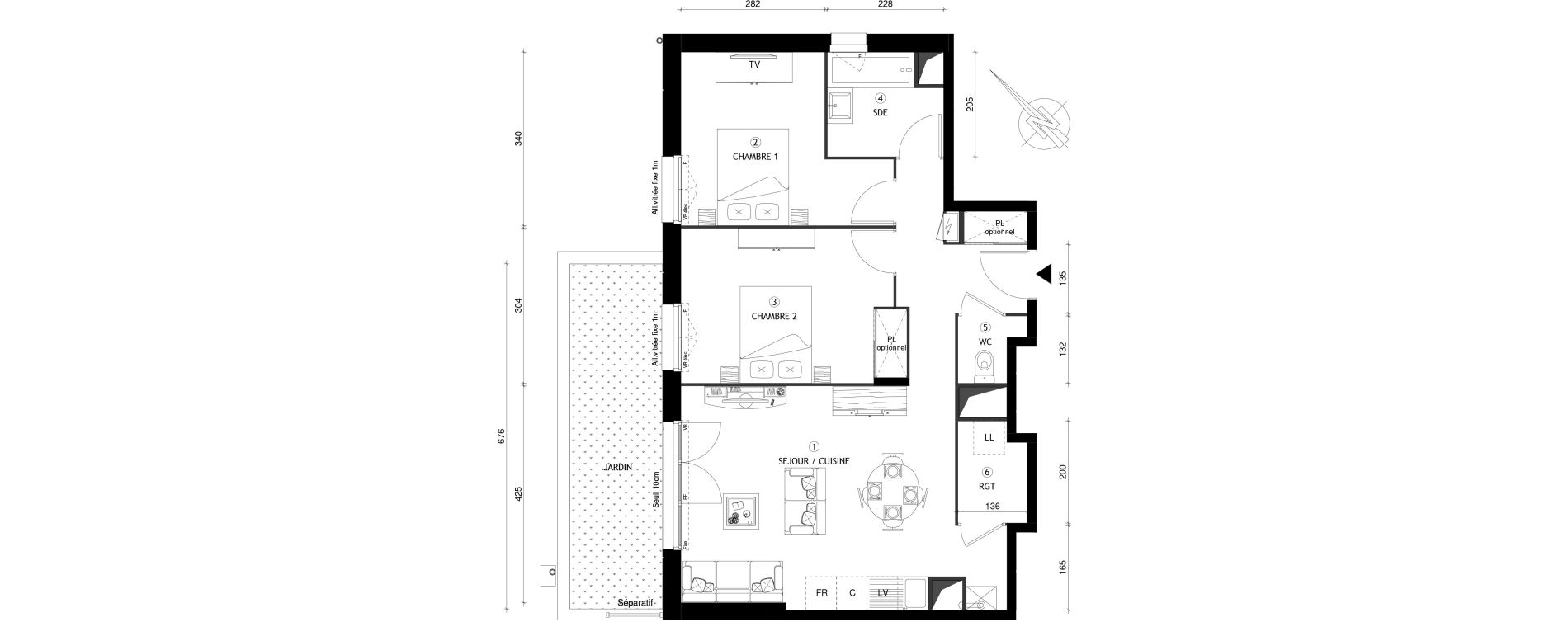 Appartement T3 de 64,16 m2 &agrave; Breuillet Centre