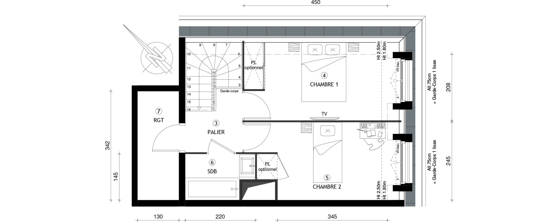 Appartement T3 de 60,38 m2 &agrave; Breuillet Centre