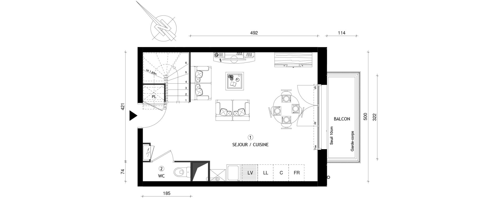 Appartement T3 de 63,59 m2 &agrave; Breuillet Centre
