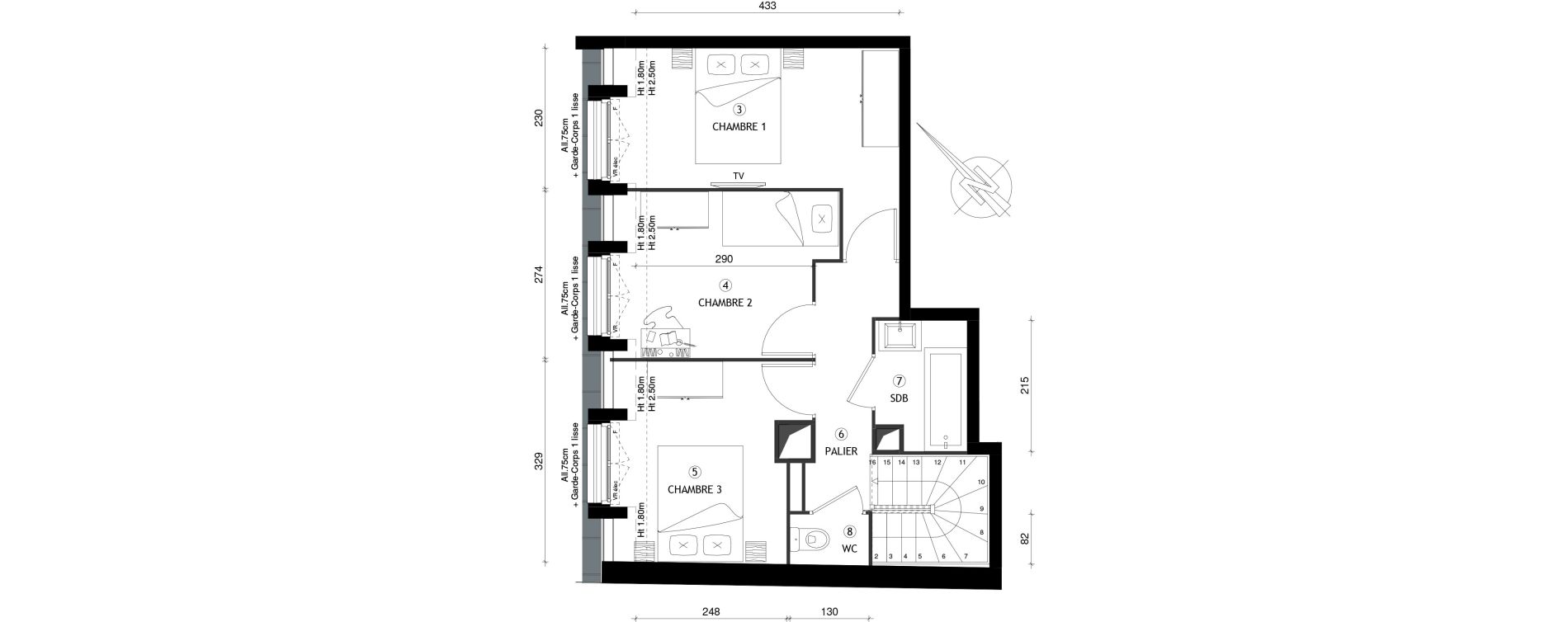 Appartement T4 de 77,50 m2 &agrave; Breuillet Centre