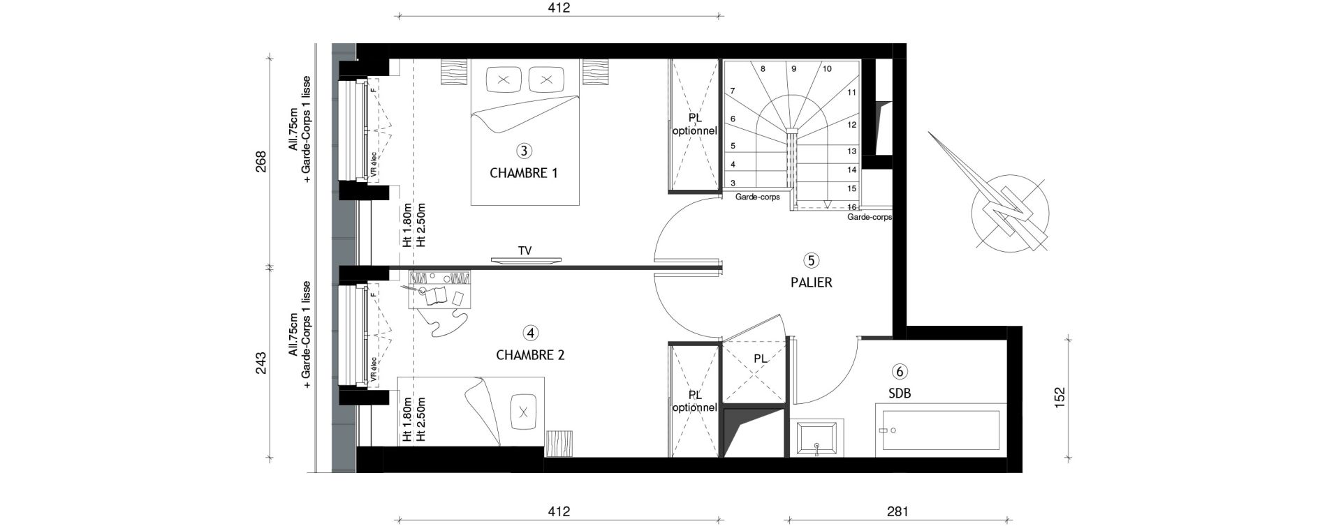 Appartement T3 de 60,80 m2 &agrave; Breuillet Centre