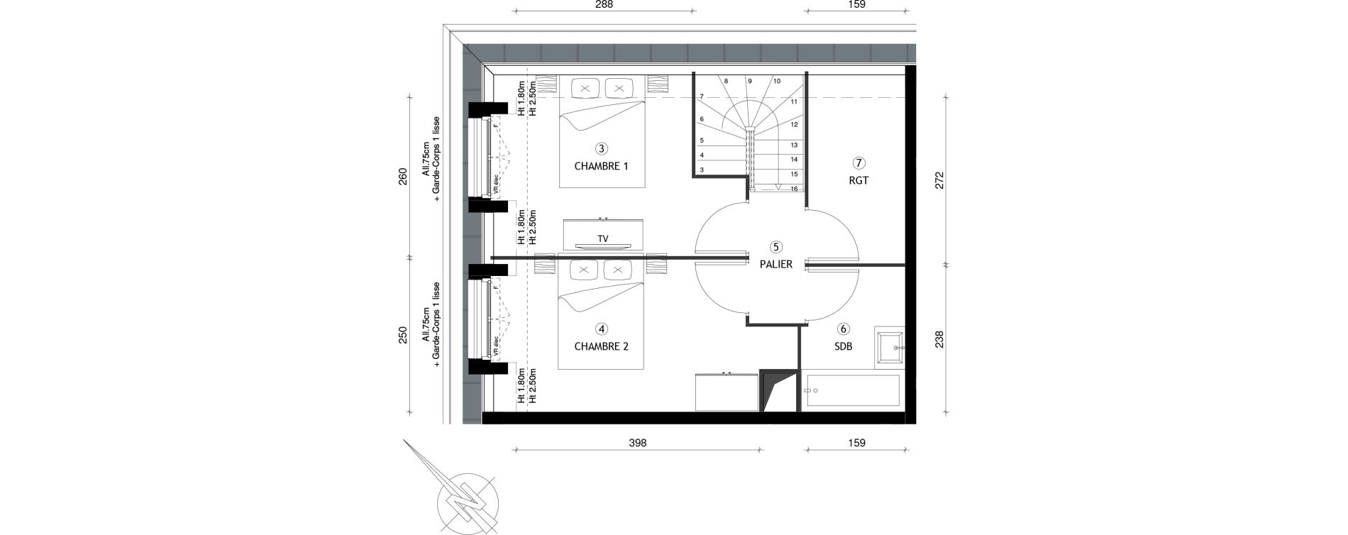 Appartement T3 de 59,63 m2 &agrave; Breuillet Centre
