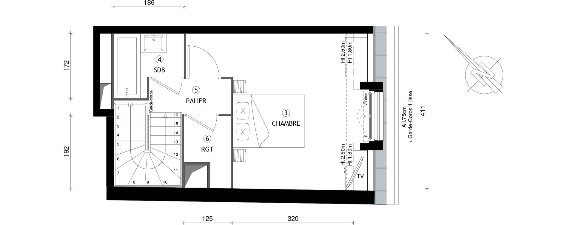 Appartement T2 de 51,08 m2 &agrave; Breuillet Centre