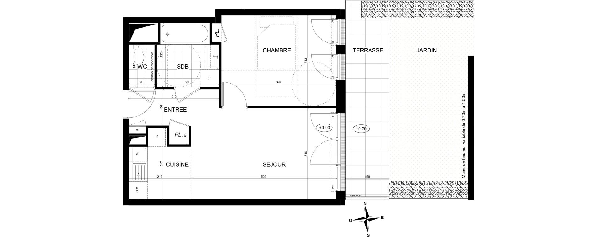 Appartement T2 de 42,35 m2 &agrave; Brunoy Les bords de l'yerres
