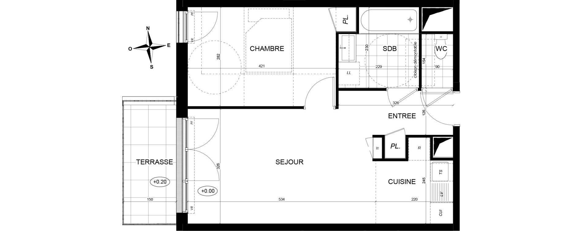 Appartement T2 de 43,96 m2 &agrave; Brunoy Les bords de l'yerres