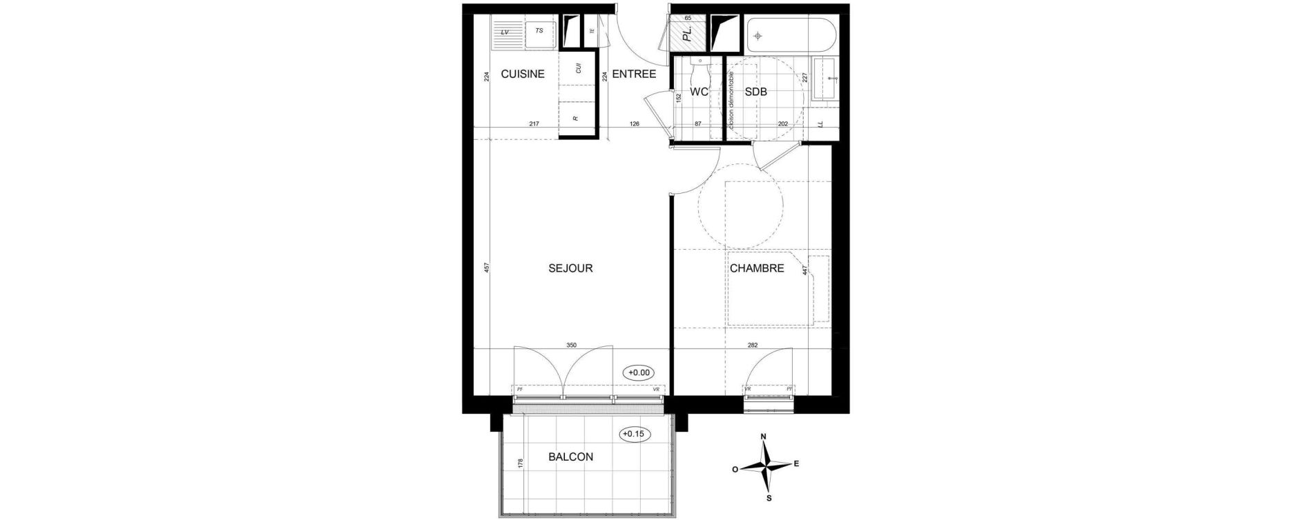 Appartement T2 de 41,94 m2 &agrave; Brunoy Les bords de l'yerres