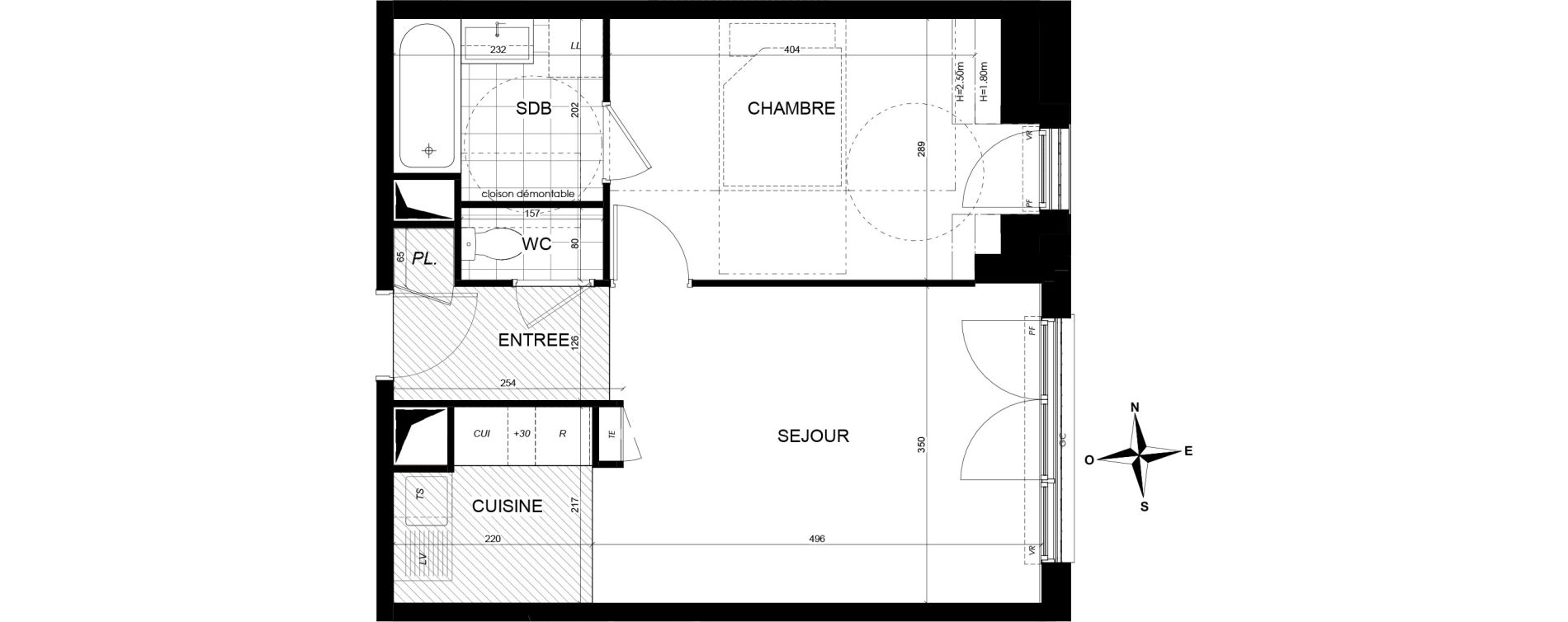 Appartement T2 de 42,75 m2 &agrave; Brunoy Les bords de l'yerres