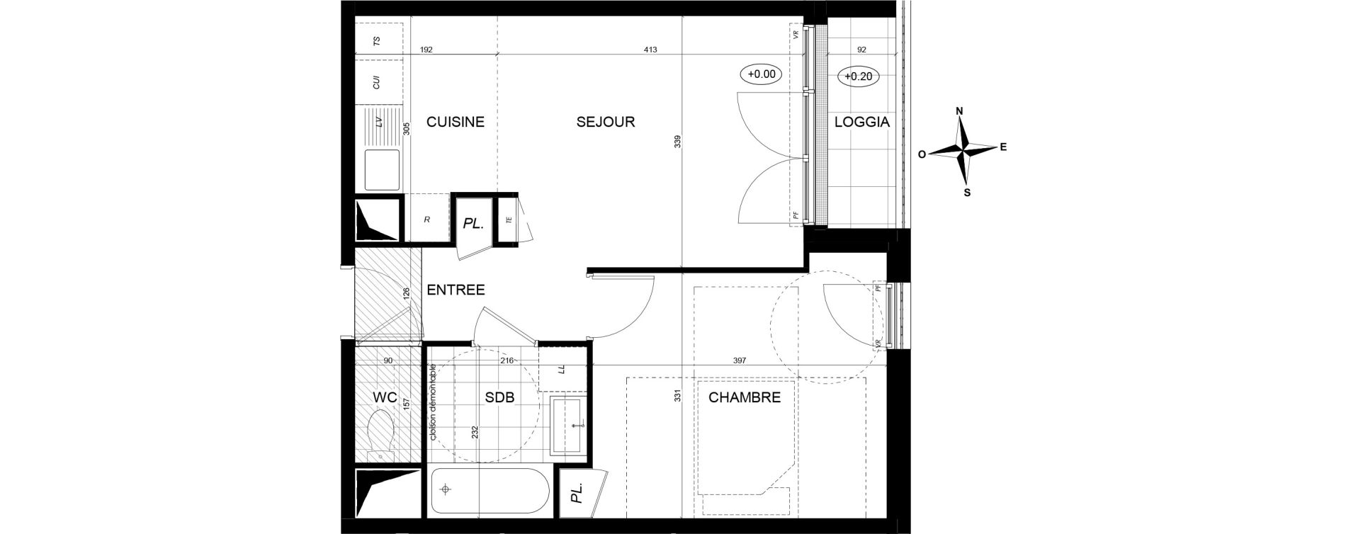 Appartement T2 de 42,53 m2 &agrave; Brunoy Les bords de l'yerres