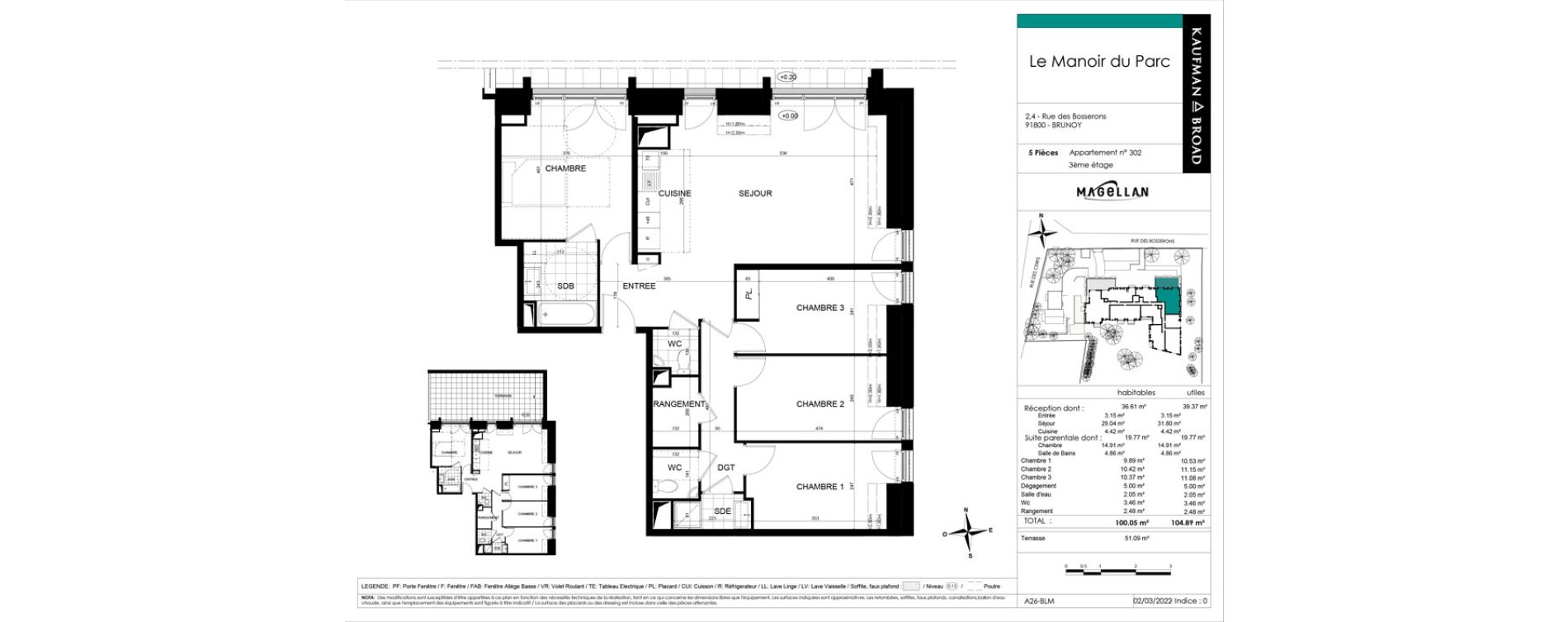 Appartement T5 de 100,05 m2 &agrave; Brunoy Les bords de l'yerres