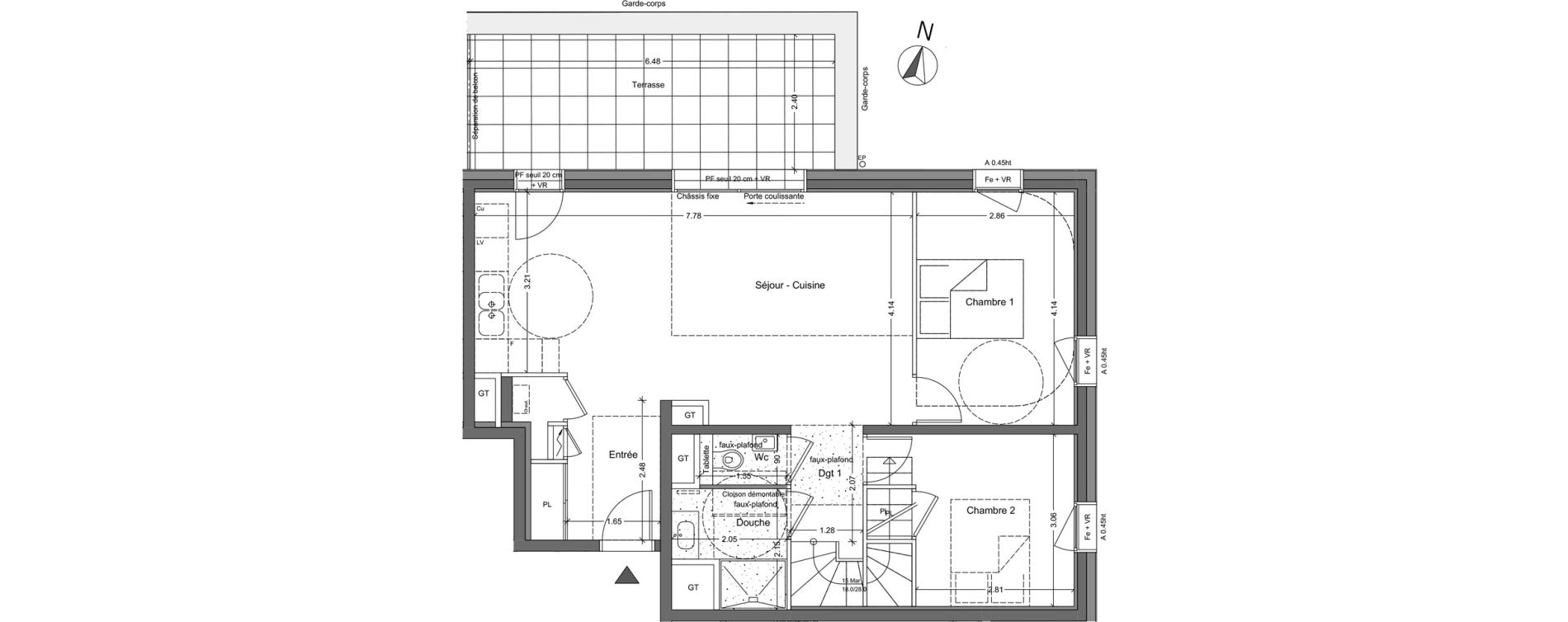 Duplex T5 de 95,48 m2 &agrave; Bruy&egrave;res-Le-Ch&acirc;tel La croix de l'orme