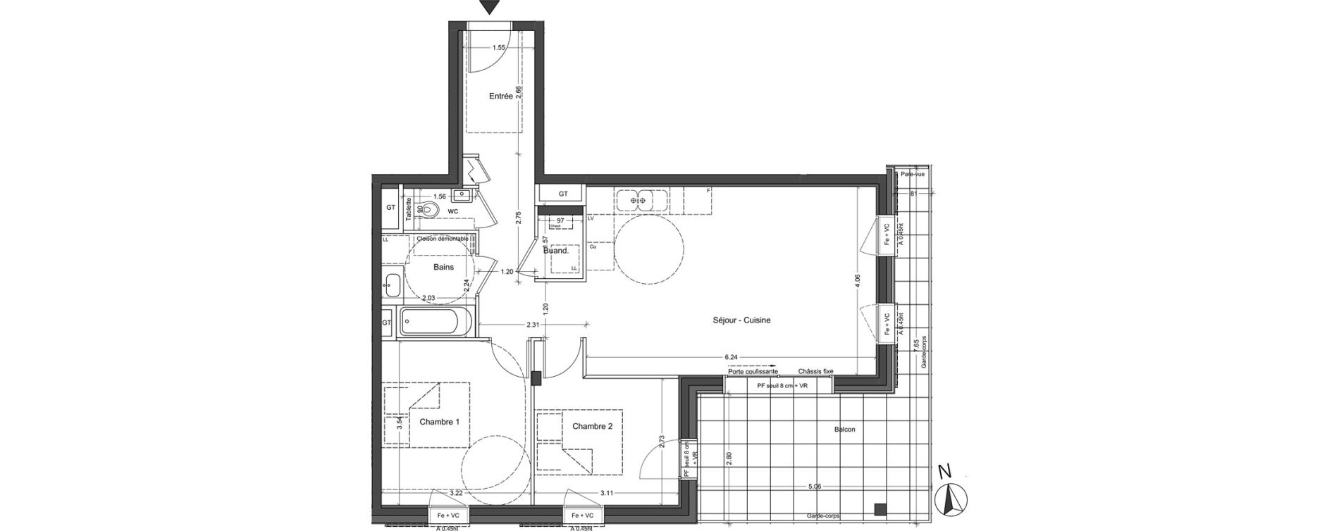 Appartement T3 de 63,08 m2 &agrave; Bruy&egrave;res-Le-Ch&acirc;tel La croix de l'orme
