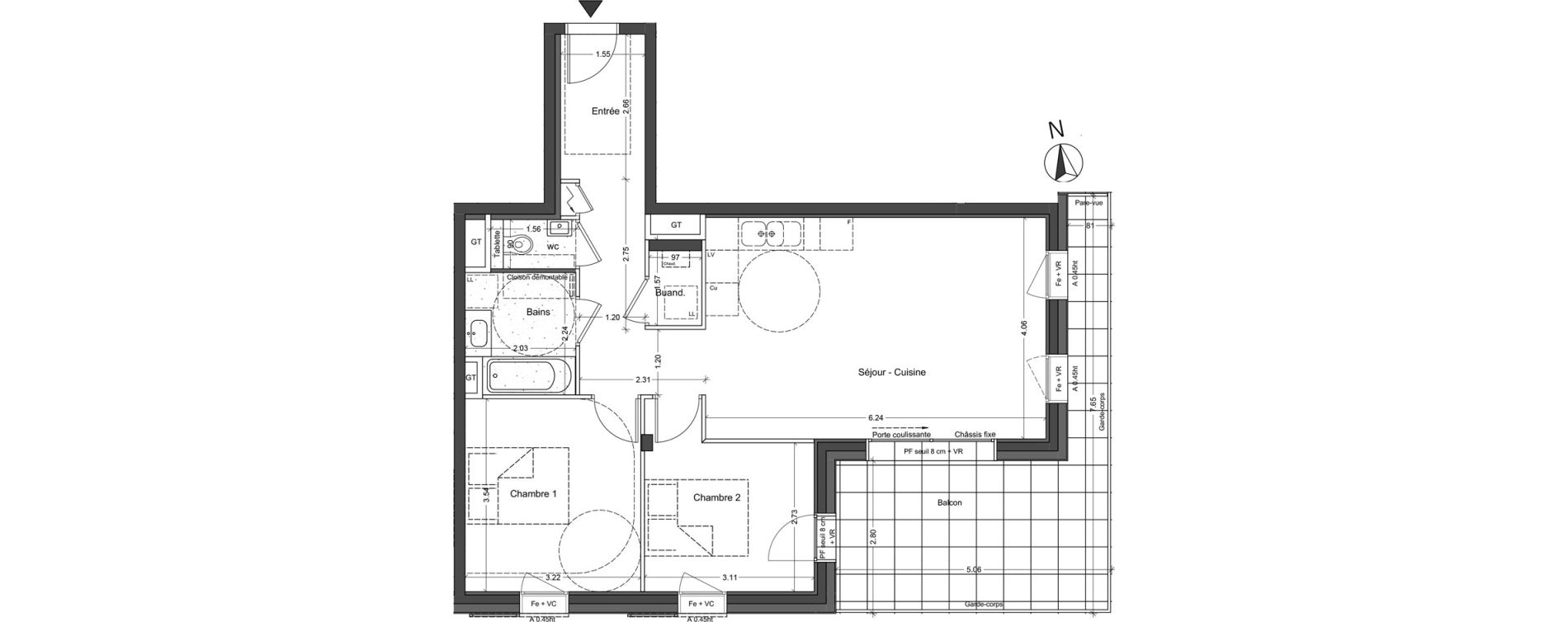Appartement T3 de 63,08 m2 &agrave; Bruy&egrave;res-Le-Ch&acirc;tel La croix de l'orme