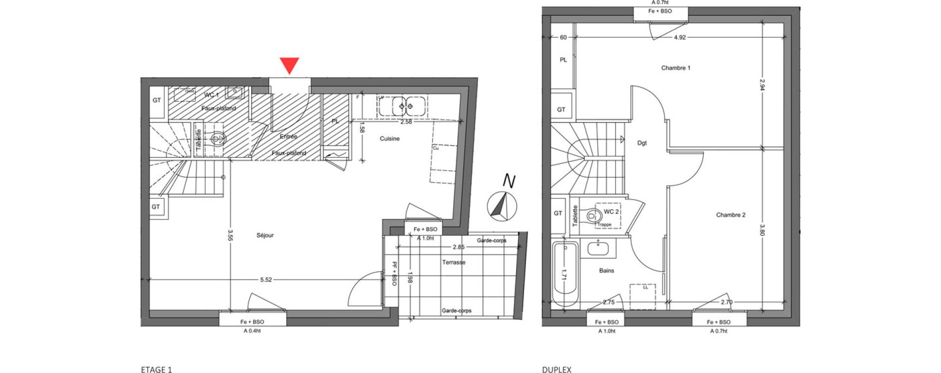 Duplex T3 de 62,36 m2 &agrave; Bruy&egrave;res-Le-Ch&acirc;tel La croix de l'orme