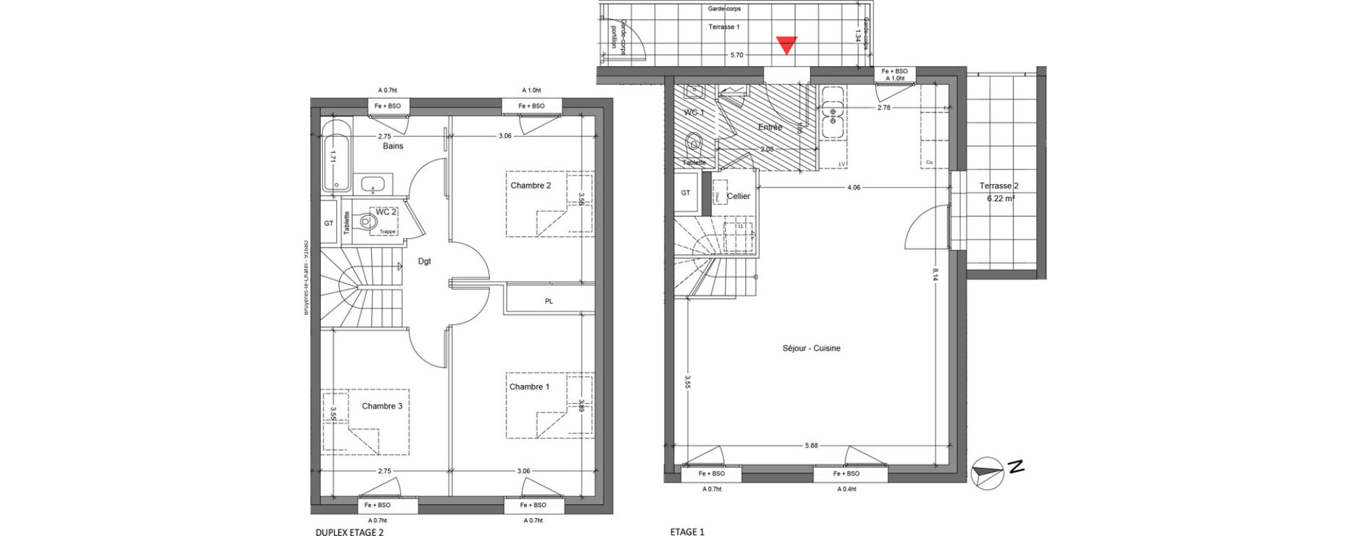 Duplex T4 de 86,92 m2 &agrave; Bruy&egrave;res-Le-Ch&acirc;tel La croix de l'orme