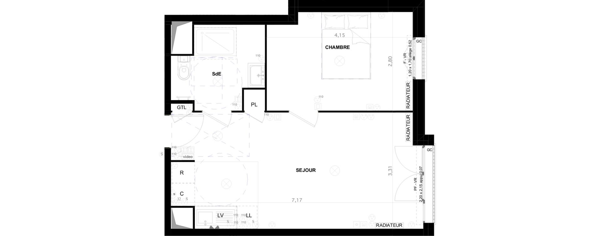 Appartement T2 de 39,90 m2 &agrave; Champlan Centre