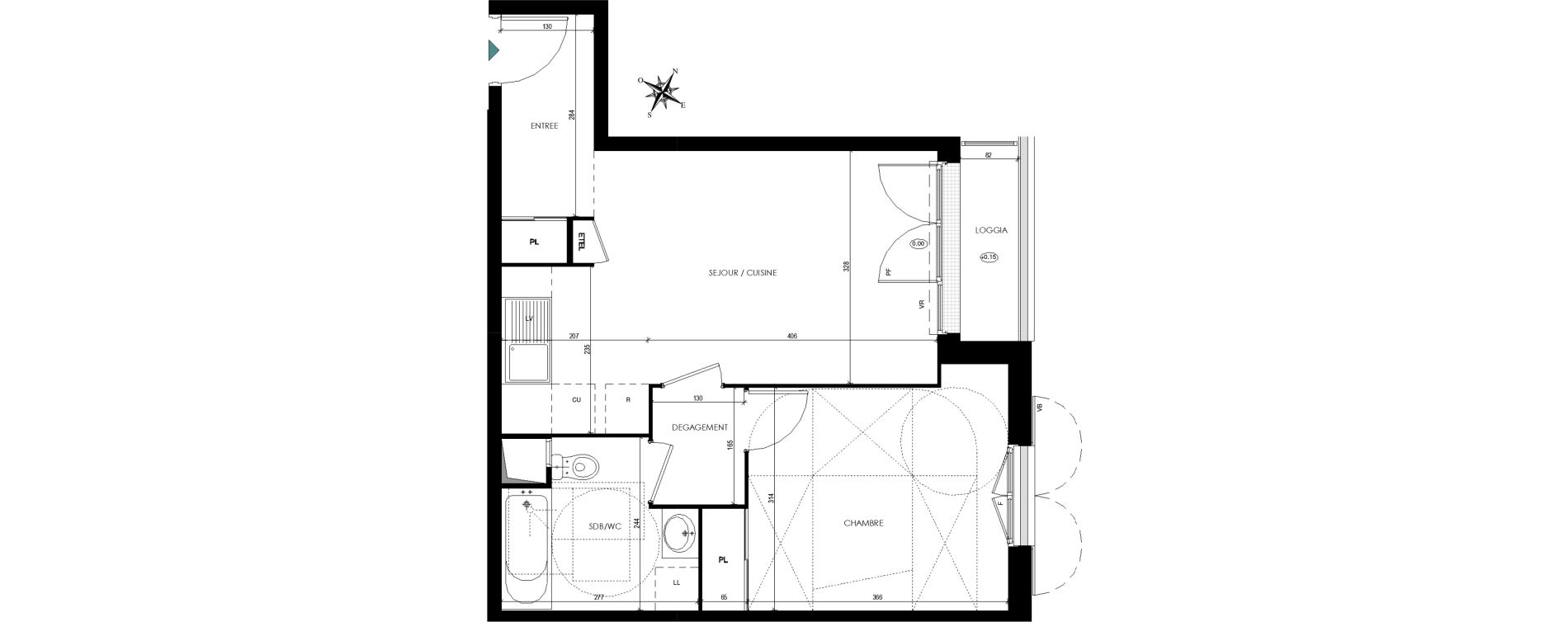 Appartement T2 de 44,18 m2 &agrave; Chilly-Mazarin Centre