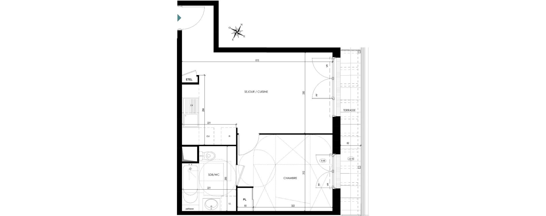 Appartement T2 de 40,90 m2 &agrave; Chilly-Mazarin Centre