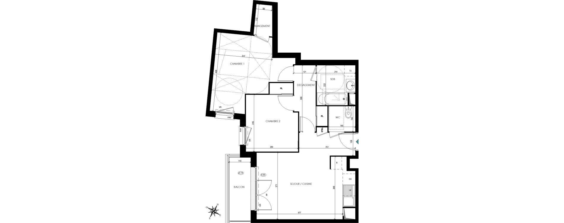 Appartement T3 de 59,53 m2 &agrave; Chilly-Mazarin Centre