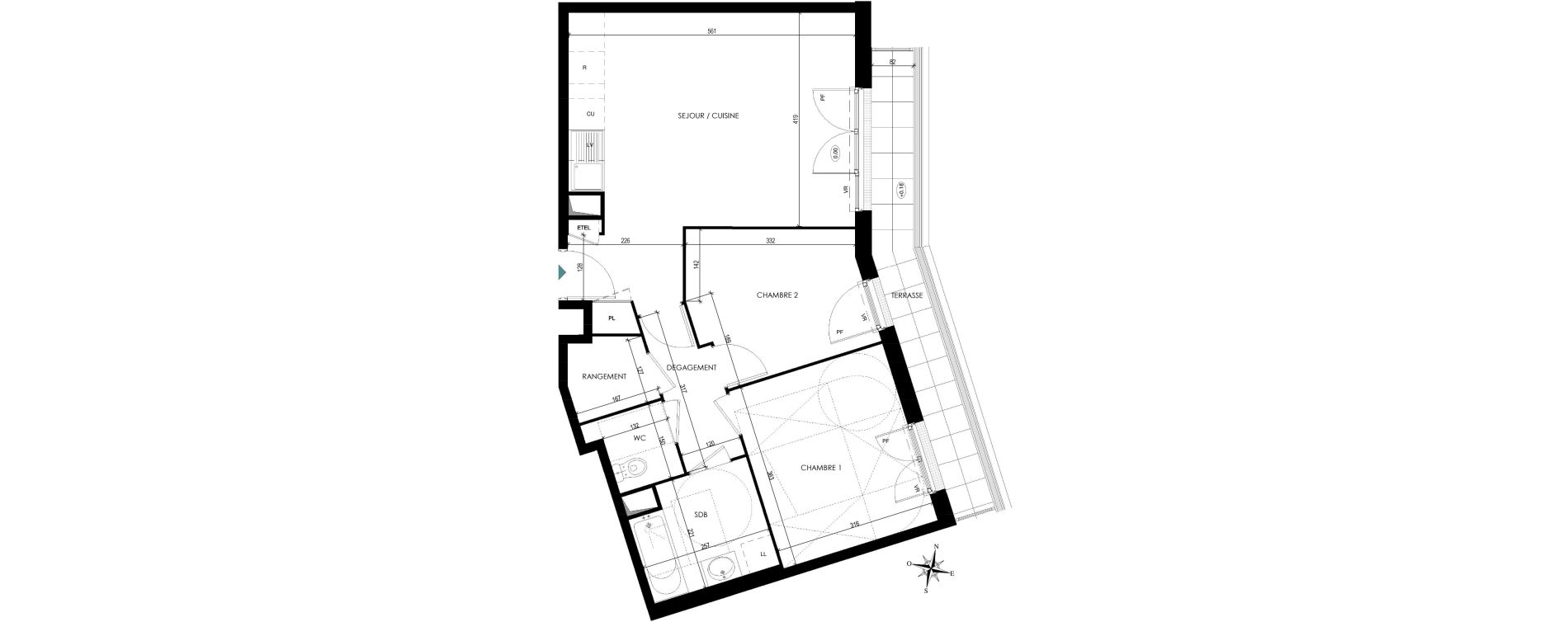 Appartement T3 de 60,91 m2 &agrave; Chilly-Mazarin Centre