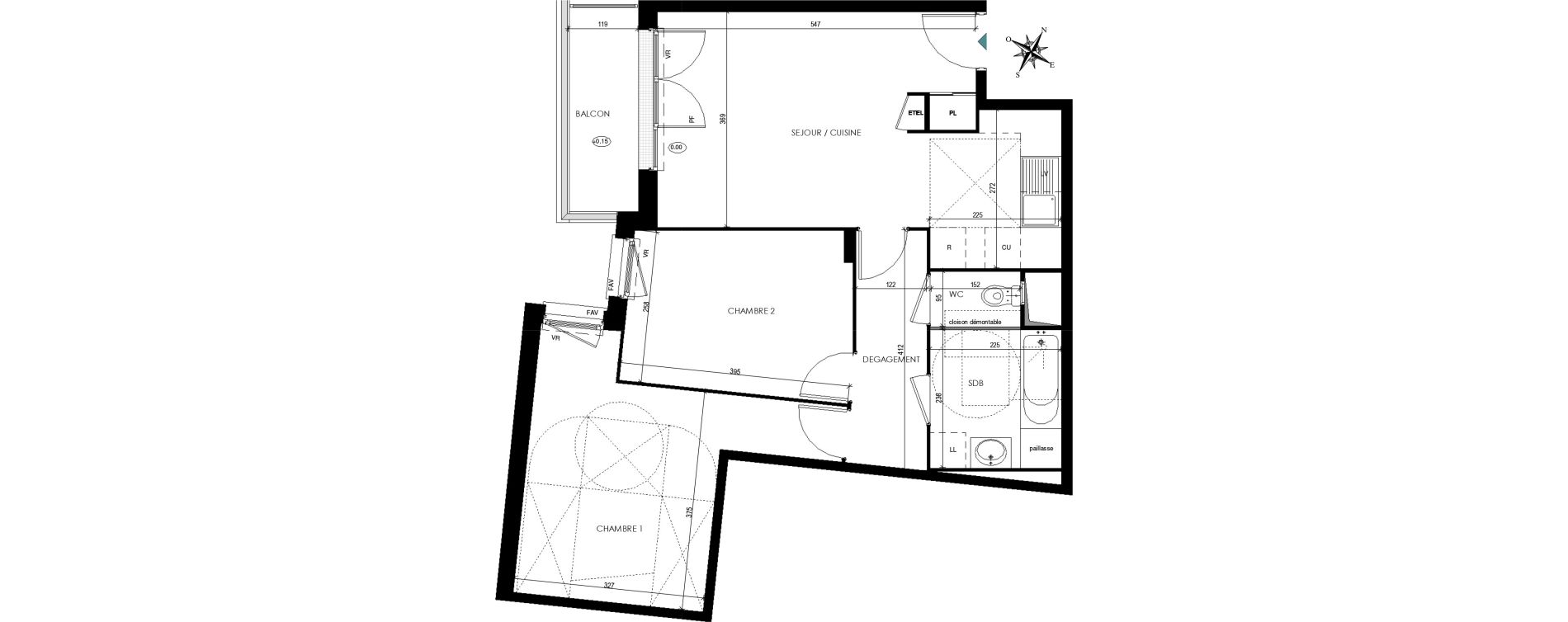Appartement T3 de 62,52 m2 &agrave; Chilly-Mazarin Centre