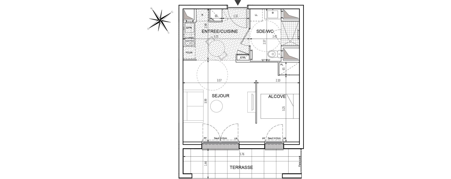 Studio de 34,92 m2 &agrave; Chilly-Mazarin Croix blanche - cardinal - bel abord