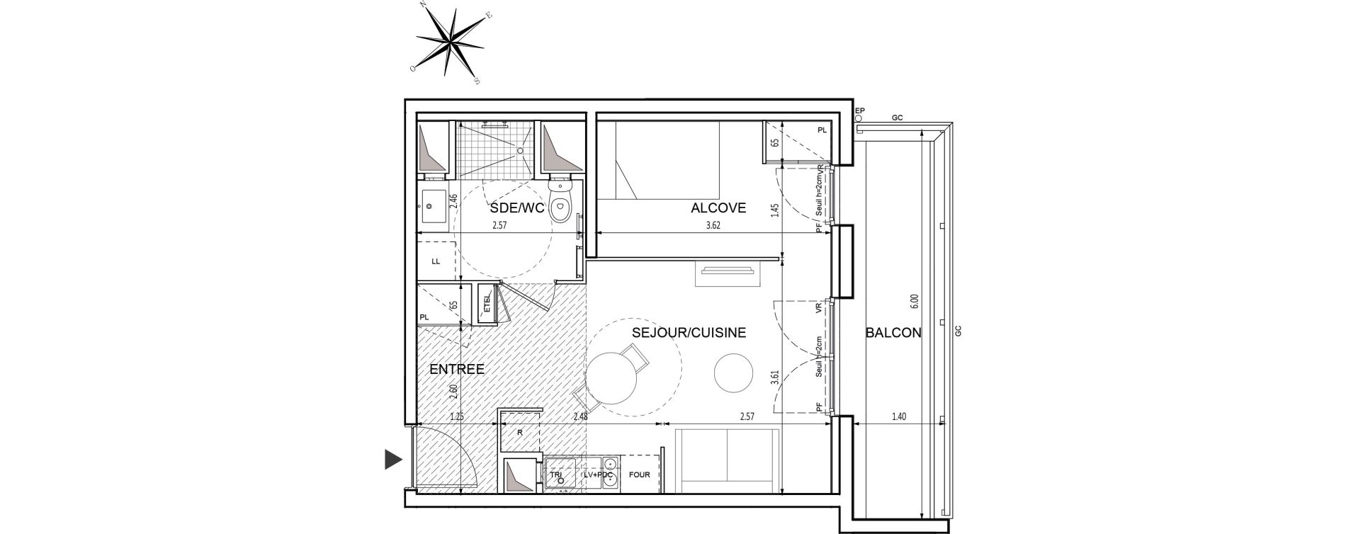 Studio de 34,06 m2 &agrave; Chilly-Mazarin Croix blanche - cardinal - bel abord