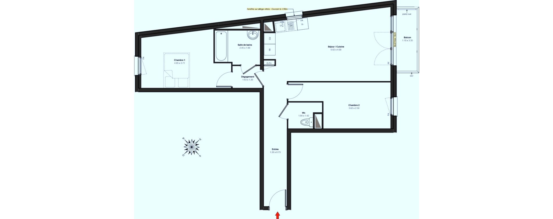 Appartement T3 de 64,65 m2 &agrave; Chilly-Mazarin Centre