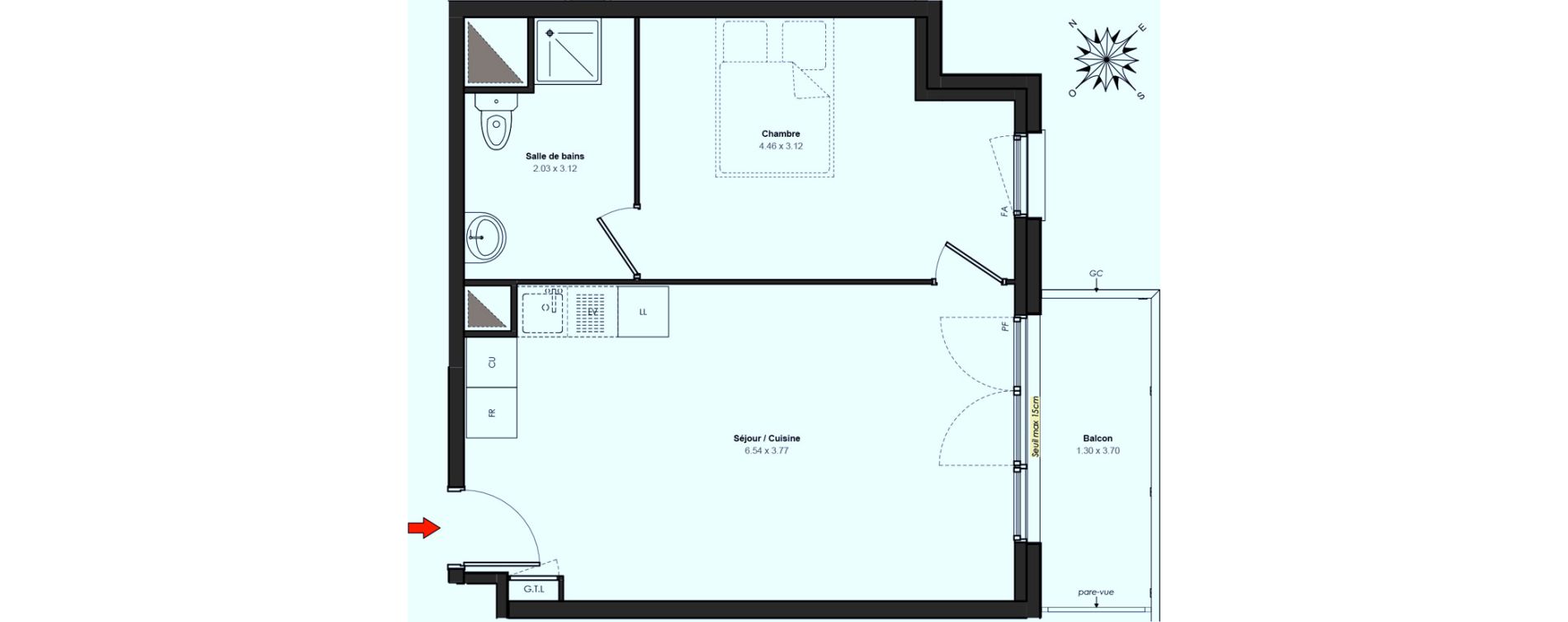 Appartement T2 de 42,22 m2 &agrave; Chilly-Mazarin Centre