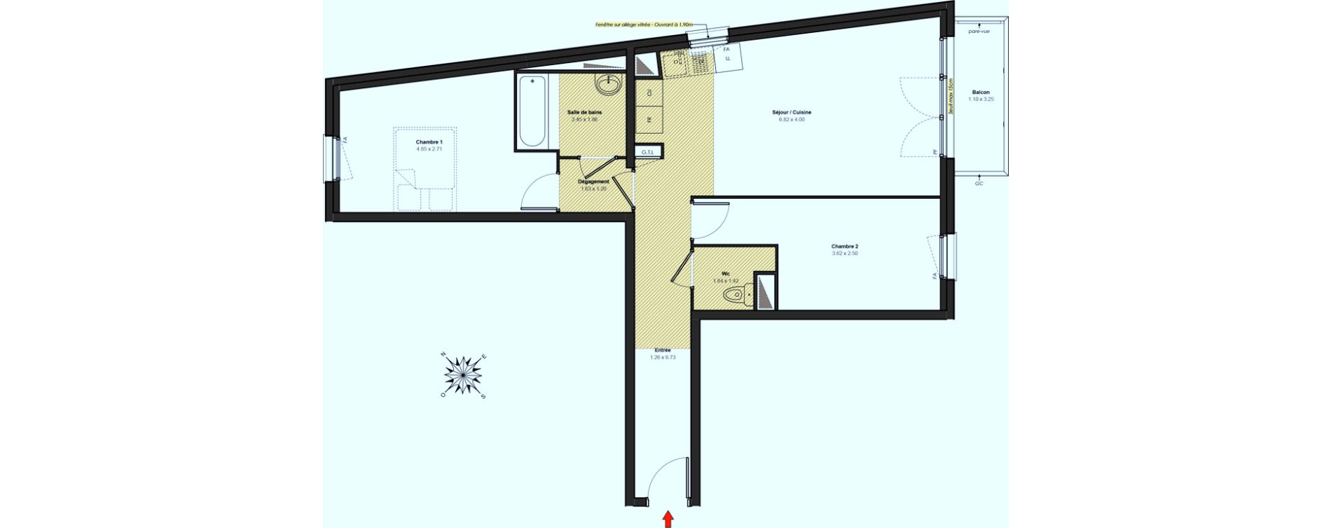 Appartement T3 de 64,65 m2 &agrave; Chilly-Mazarin Centre