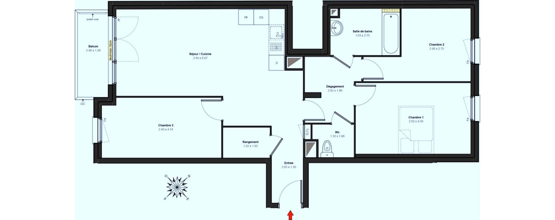 Appartement T4 de 79,41 m2 à Chilly-Mazarin Centre