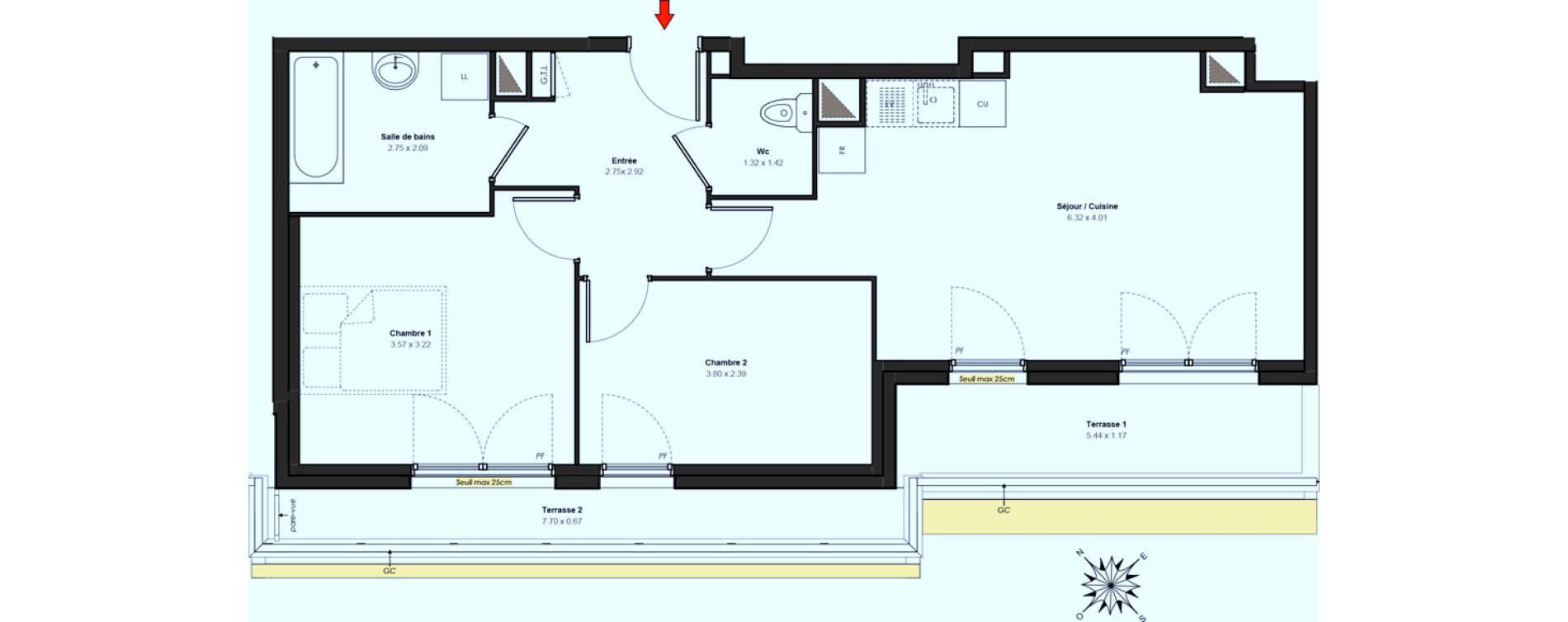 Appartement T3 de 58,55 m2 &agrave; Chilly-Mazarin Centre