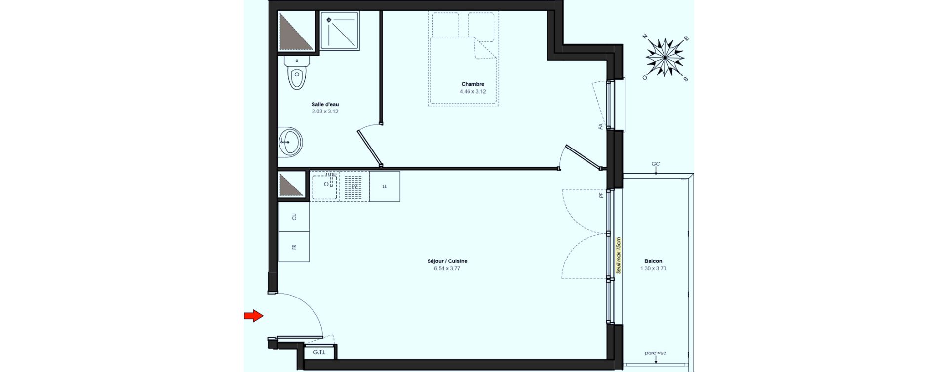 Appartement T2 de 42,22 m2 à Chilly-Mazarin Centre