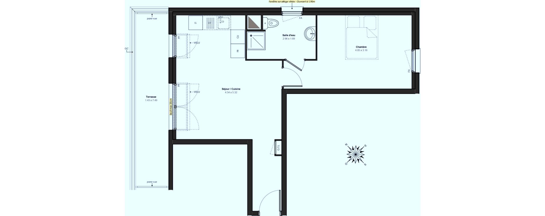 Appartement T2 de 44,39 m2 &agrave; Chilly-Mazarin Centre