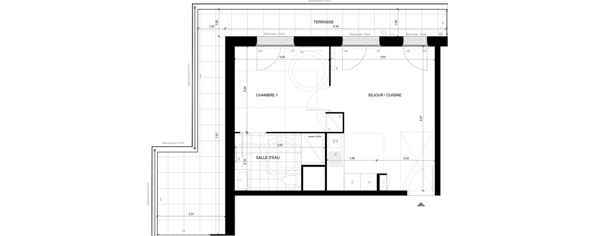 Appartement T2 de 39,90 m2 &agrave; Chilly-Mazarin Centre