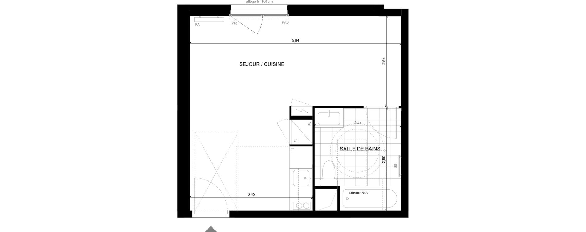 Appartement T1 de 31,73 m2 &agrave; Chilly-Mazarin Centre