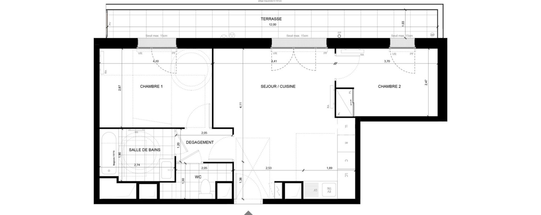 Appartement T3 de 54,88 m2 &agrave; Chilly-Mazarin Centre