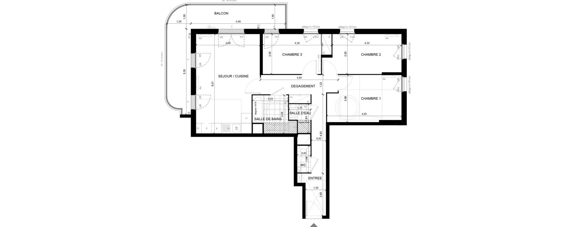 Appartement T4 de 81,06 m2 &agrave; Chilly-Mazarin Centre