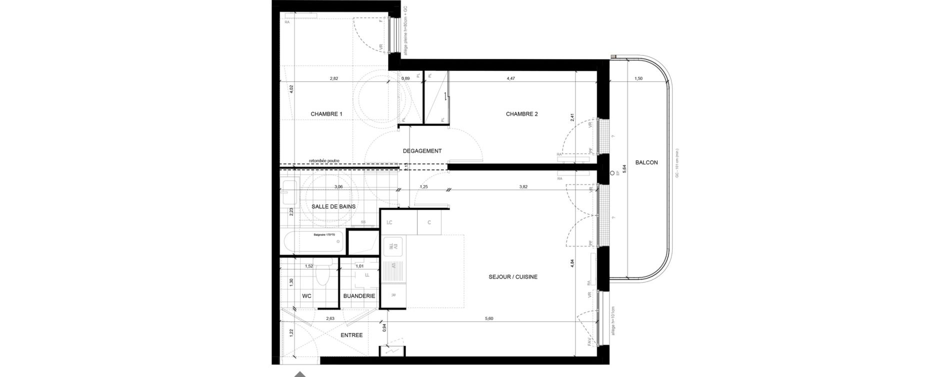 Appartement T3 de 62,92 m2 &agrave; Chilly-Mazarin Centre