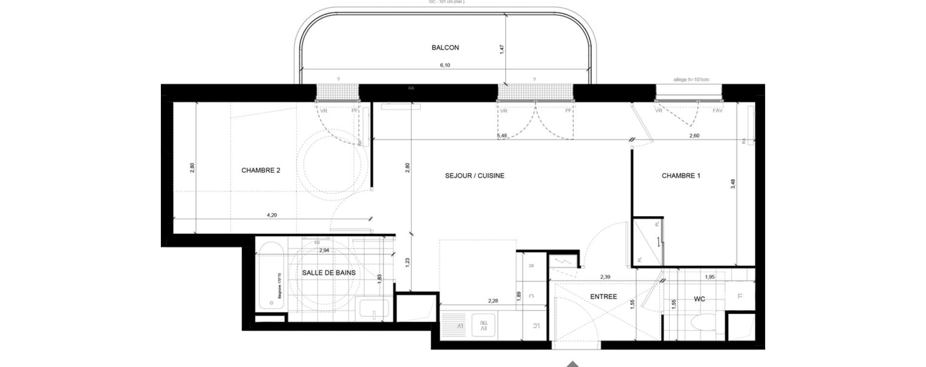 Appartement T3 de 55,14 m2 &agrave; Chilly-Mazarin Centre