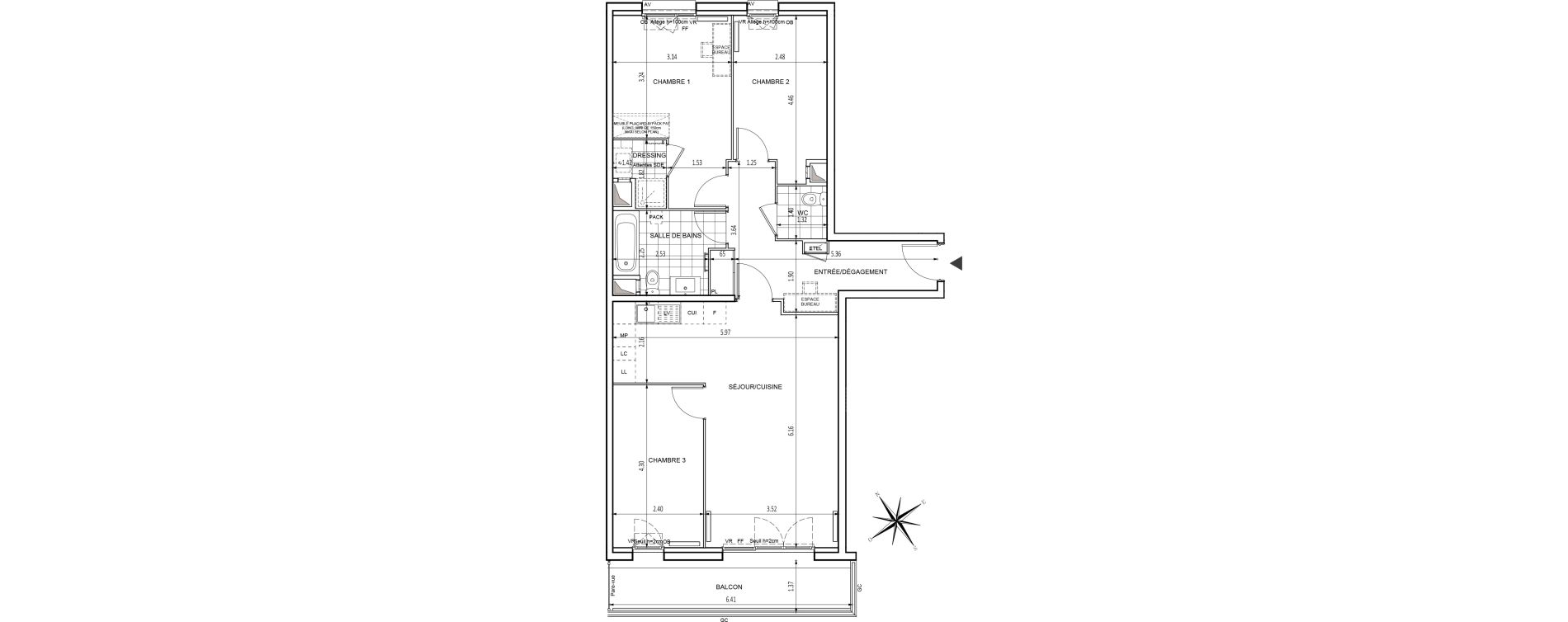 Appartement T4 de 82,16 m2 &agrave; Chilly-Mazarin Croix blanche - cardinal - bel abord