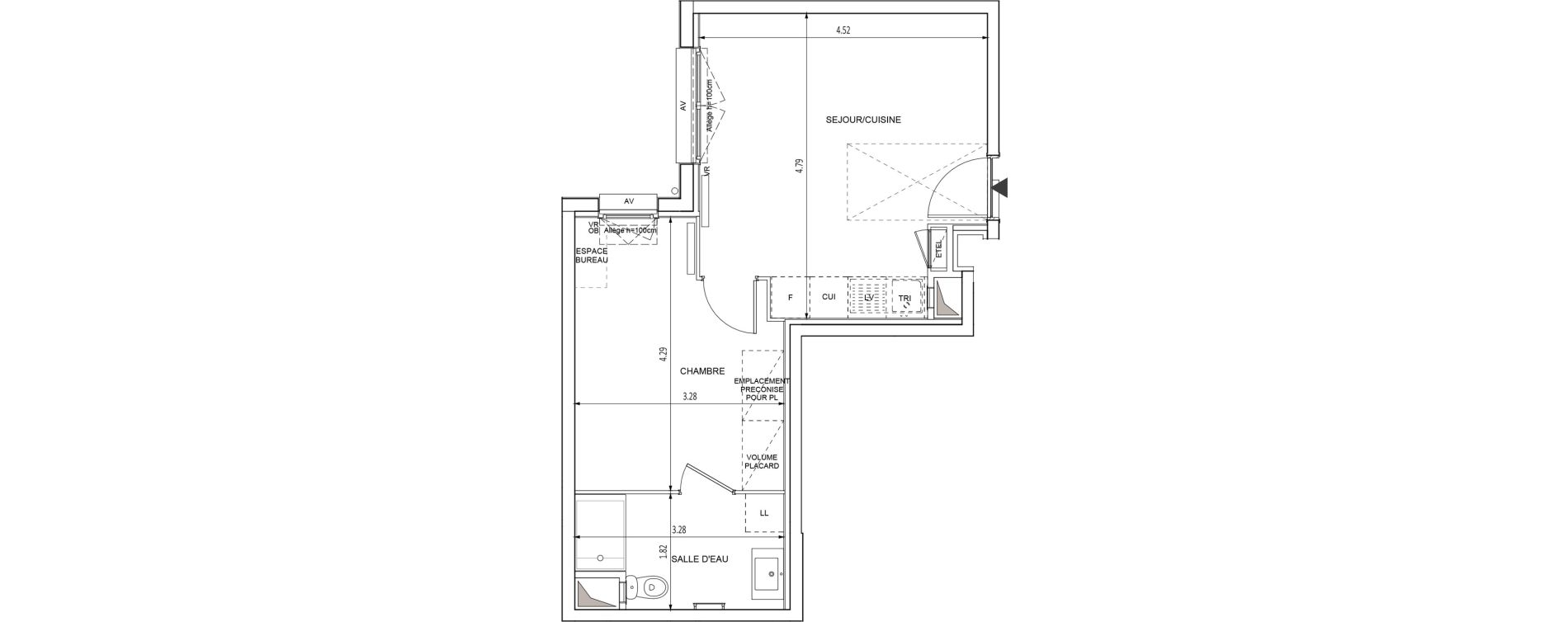 Appartement T2 de 37,59 m2 &agrave; Chilly-Mazarin Croix blanche - cardinal - bel abord