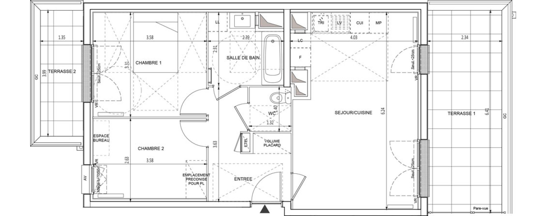 Appartement T3 de 58,76 m2 &agrave; Chilly-Mazarin Croix blanche - cardinal - bel abord