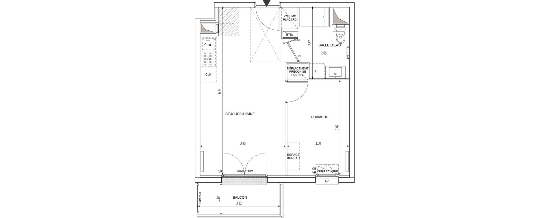 Appartement T2 de 38,19 m2 &agrave; Chilly-Mazarin Croix blanche - cardinal - bel abord