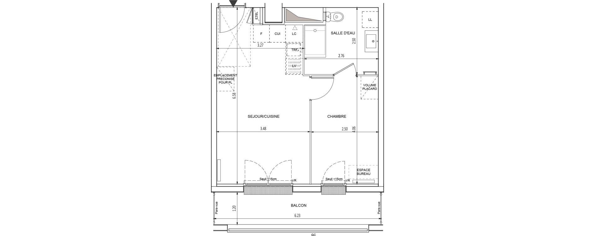 Appartement T2 de 37,45 m2 &agrave; Chilly-Mazarin Croix blanche - cardinal - bel abord