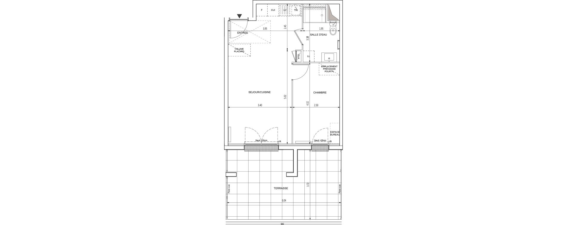 Appartement T2 de 41,43 m2 &agrave; Chilly-Mazarin Croix blanche - cardinal - bel abord